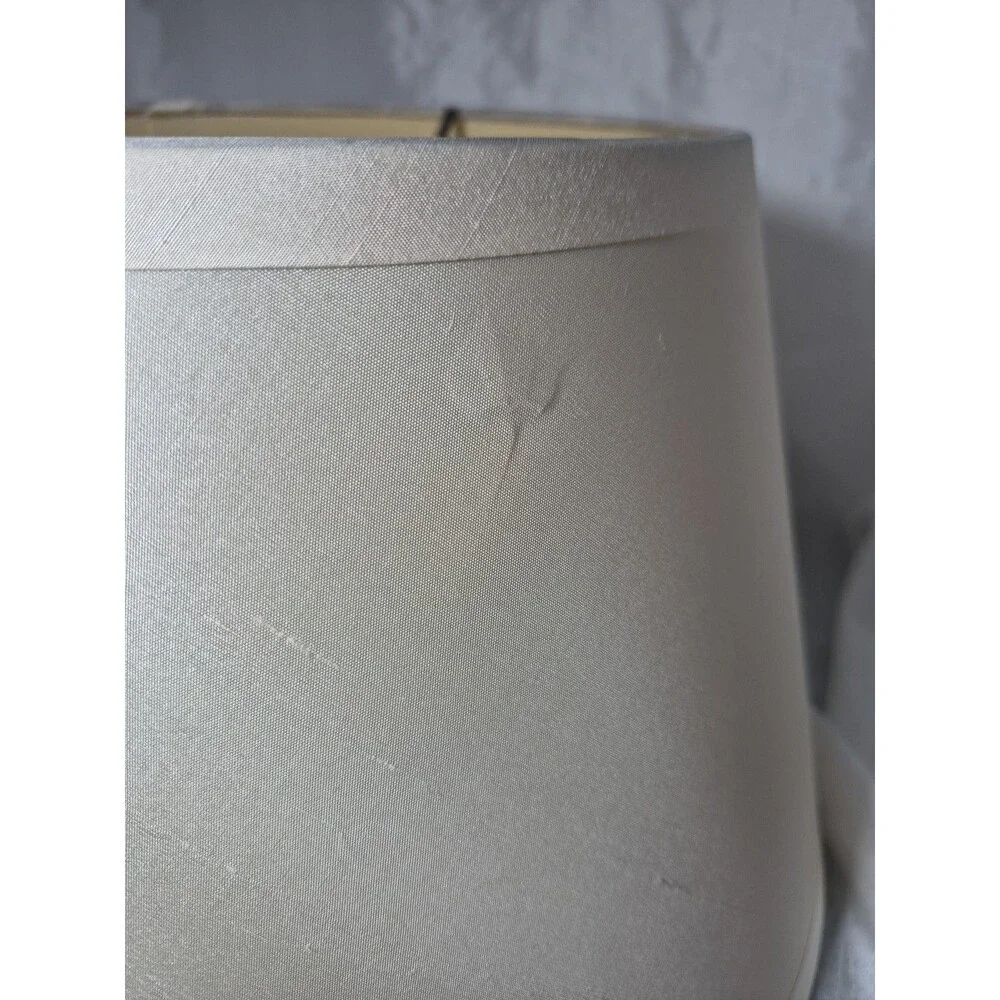 Vintage Restoration Hardware Ivory Silk Drum Roll With Slant Shade 8 1/2